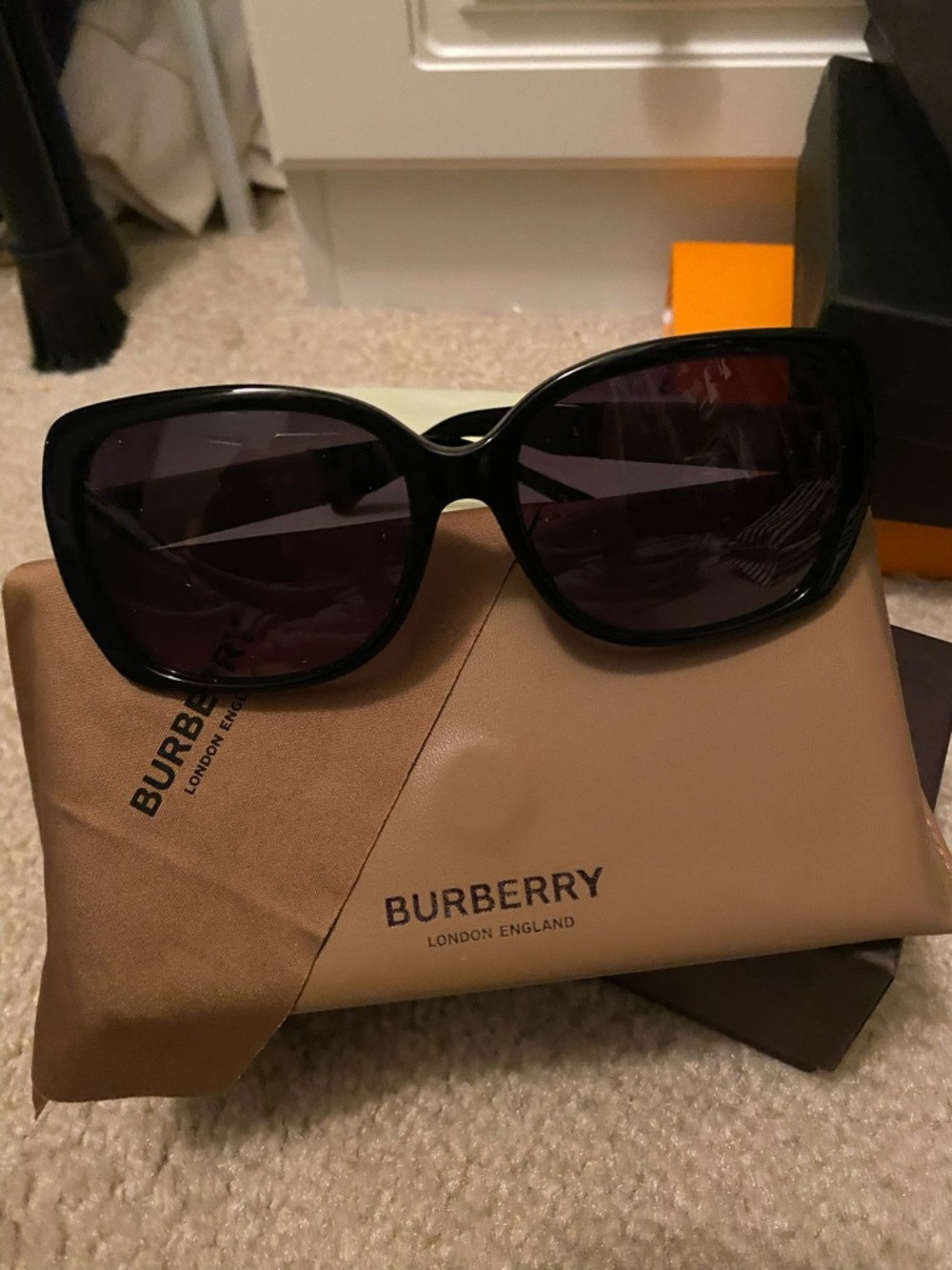 Burberry Black Oversized Women's Sunglasses with Dark Lenses